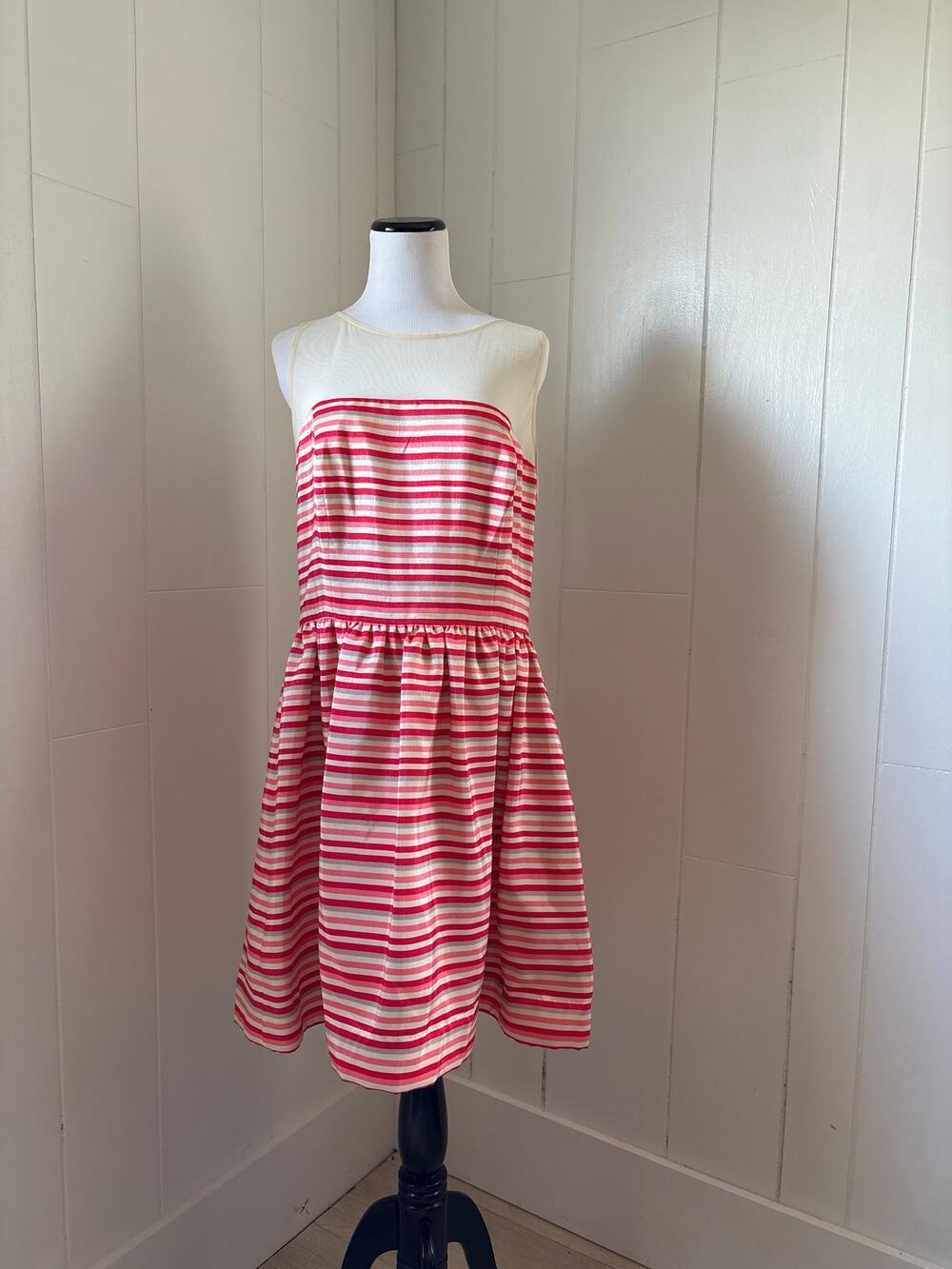 Just Taylor Pink Striped Fit & Flare Dress, Size 14